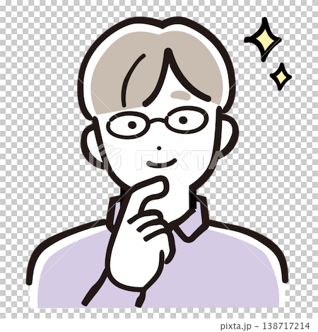 Inspirational Dad (with glasses) / Pastel illustration of a man who solves problems, understands, and discovers. Inspirational Dad (with glasses) / Pastel illustration of a man who solves problems, understands, and discovers. 138717214