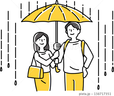 相合傘で幸せそうなカップル 相合傘で幸せそうなカップル 138717351