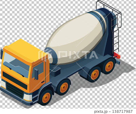 Isometric mixer truck construction vehicle illustration 138717987