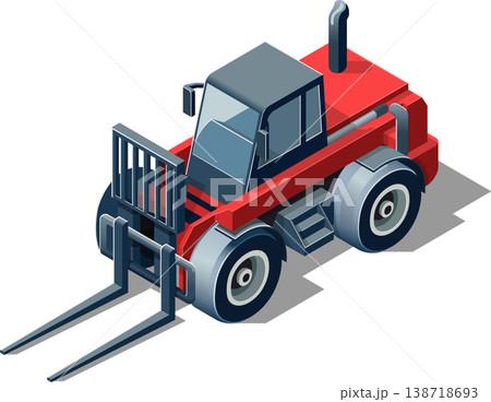 Isometric industrial forklift heavy equipment illustration Isometric industrial forklift heavy equipment illustration 138718693