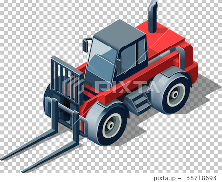 Isometric industrial forklift heavy equipment illustration Isometric industrial forklift heavy equipment illustration 138718693