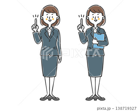 ポイントを説明する女性会社員 全身 ベクター ポイントを説明する女性会社員 全身 ベクター 138719327