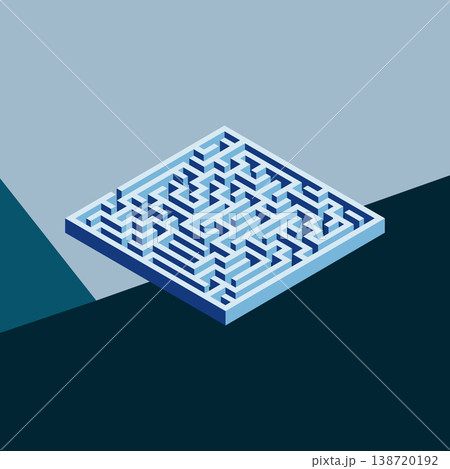 maze game for kids vector illustration in isometric style, find the right way 138720192