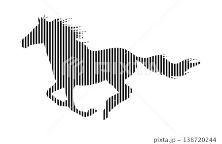 running horse silhouette with black stripes on white background vector illustration 138720244