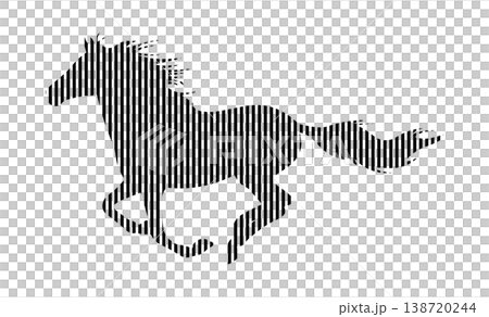 running horse silhouette with black stripes on white background vector illustration 138720244