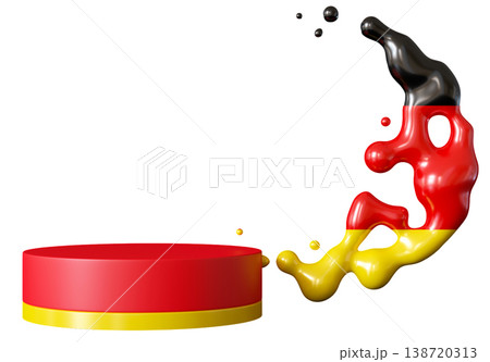 Podium cut out isolated on clear background shows the flowing colors of Germany. The red, black, and yellow blend together to form a unique design. This reflects national pride 138720313