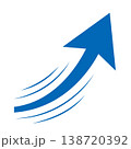 勢いのある矢印　青 138720392