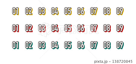 おしゃれな1から9のナンバリング数字アイコンセット 138720845