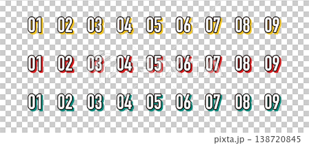 一套時尚的數位圖標,從 1 到 9。 一套時尚的數位圖標,從 1 到 9。 138720845