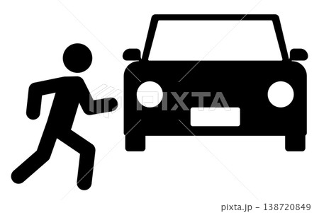 車と走っている人のシルエットアイコン 138720849
