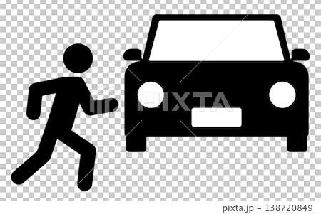 車と走っている人のシルエットアイコン 138720849
