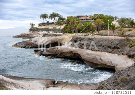 Rocky Coastal Cliff With Ocean Wave And Scenic Tropical Landscape View Rocky Coastal Cliff With Ocean Wave And Scenic Tropical Landscape View 138721511