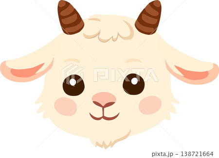 baby goat cartoon illustration kawaii animal face for nursery decor kids design 138721664