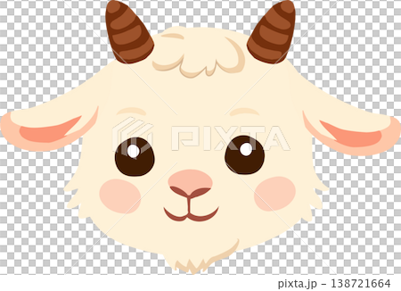 baby goat cartoon illustration kawaii animal face for nursery decor kids design 138721664