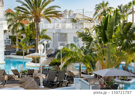 Luxury Tropical Resort Pool Palm Garden Summer Vacation Travel Destination Luxury Tropical Resort Pool Palm Garden Summer Vacation Travel Destination 138721787