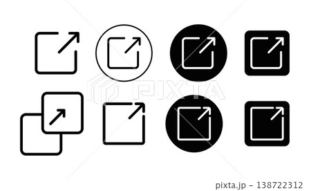 External Link Icon Set Share, Open in New Window, and Export UI Symbols in Monochrome 138722312