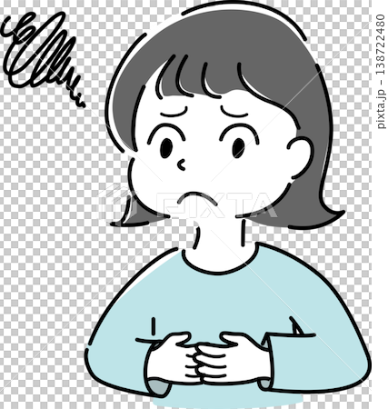 一位女子摀著肚子,表情憂慮(不滿、不適、煩惱、人物) 一位女子摀著肚子,表情憂慮(不滿、不適、煩惱、人物) 138722480