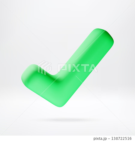 Green check mark symbol in 3d render. 138722516