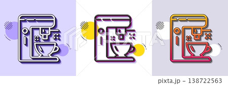 Coffee maker line icon. Halftone dotted pattern. Gradient icon with grain shadow. Tea machine sign. Hotel service symbol. Line coffee maker icon. Various designs. Vector Coffee maker line icon. Halftone dotted pattern. Gradient icon with grain shadow. Tea machine sign. Hotel service symbol. Line coffee maker icon. Various designs. Vector 138722563