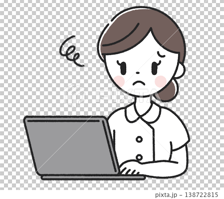 パソコンの前で困る女性看護師 138722815
