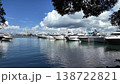 Private luxury boat anchored off Miami beach. Summer boat vacation. Miami yachting. Yacht vacation in summer. Marina bay. Luxury motor yacht in sea marina bay. Yacht in navigation. Marina bay 138722821