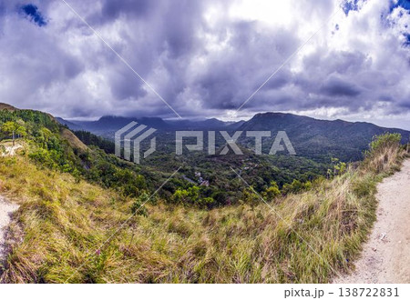 Mountain valley panorama under dramatic clouds Panama 138722831