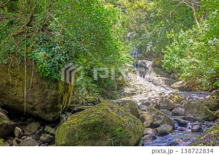 Tropical waterfall and rocks in rainforest Valle de Anton Panama Tropical waterfall and rocks in rainforest Valle de Anton Panama 138722834