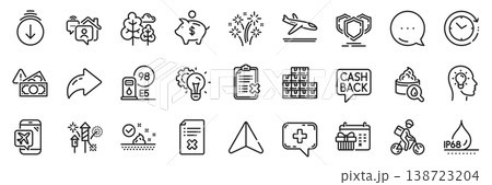 Moisturizing cream, Scroll down and Fireworks rocket line icons pack. Share, Message, Paper plane icons. Petrol station, Flight mode, Shields web icon. Vector Moisturizing cream, Scroll down and Fireworks rocket line icons pack. Share, Message, Paper plane icons. Petrol station, Flight mode, Shields web icon. Vector 138723204