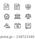 NDA・契約書・司法・法務コンプライアンスのシンプルなUIアイコンセット 138723340