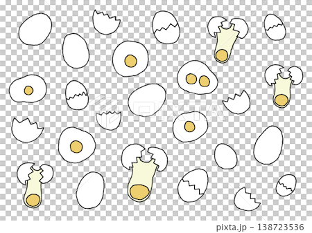 様々な状態の卵の手描きイラストセット（主線あり） 138723536