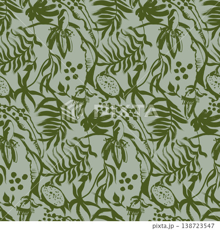 A tropical summer art pattern. A seamless print for unisex textiles and the design of yarn-based clothing and accessories 138723547