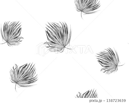 Seamless monochrome simple pattern with tropical leaf branches and silhouettes for textiles 138723639