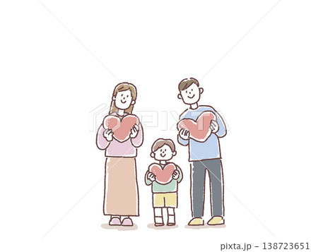 ハートを持った三人家族 138723651