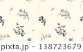Seamless sparse black and white watercolor pattern with botanical elements for women is and home textiles 138723679