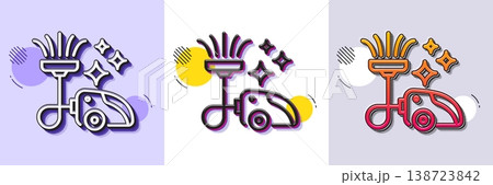 Vacuum cleaner line icon. Halftone dotted pattern. Gradient icon with grain shadow. Cleaning service symbol. Hoover sign. Line vacuum cleaner icon. Various designs. Vector Vacuum cleaner line icon. Halftone dotted pattern. Gradient icon with grain shadow. Cleaning service symbol. Hoover sign. Line vacuum cleaner icon. Various designs. Vector 138723842