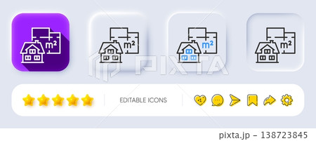 Floor plan line icon. Neumorphic, Flat shadow, 3d buttons. House floorplan sign. Square meters of living space symbol. Line floor plan icon. Social media icons. Vector Floor plan line icon. Neumorphic, Flat shadow, 3d buttons. House floorplan sign. Square meters of living space symbol. Line floor plan icon. Social media icons. Vector 138723845