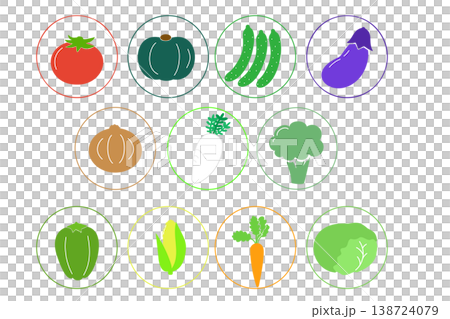 野菜のシンプルフラットアイコンセット 野菜のシンプルフラットアイコンセット 138724079
