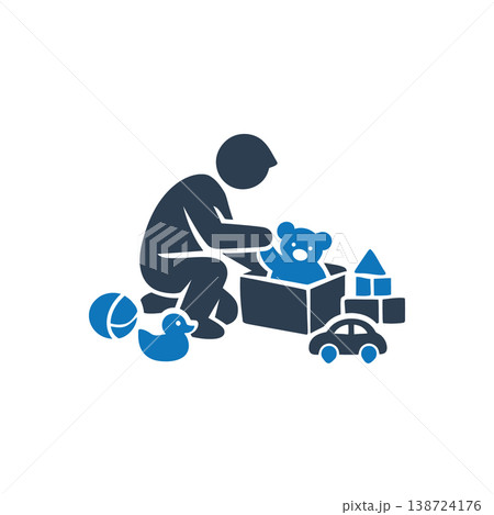 Father Tidying Child Toys Icon Father Tidying Child Toys Icon 138724176