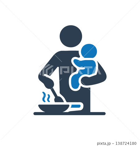 Multitasking Parent Cooking Icon Multitasking Parent Cooking Icon 138724180