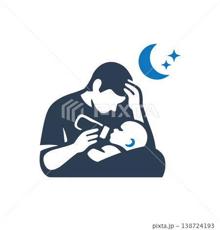 Father Feeding Baby Midnight Icon Father Feeding Baby Midnight Icon 138724193