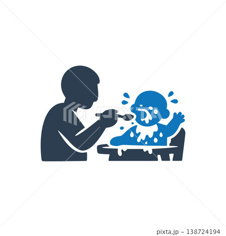 Father Managing Messy Feeding Icon 138724194