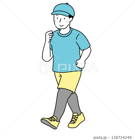 ウォーキングをする男性のイラスト ウォーキングをする男性のイラスト 138724240