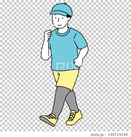 ウォーキングをする男性のイラスト ウォーキングをする男性のイラスト 138724240