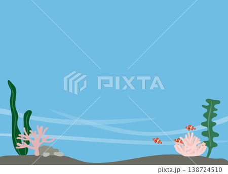 海藻や珊瑚のある海底のイラスト 海藻や珊瑚のある海底のイラスト 138724510