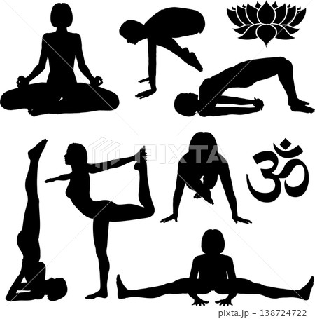 Yoga Silhouettes Yoga Silhouettes 138724722
