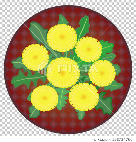 円形背景のついたタンポポのイラスト 138724766