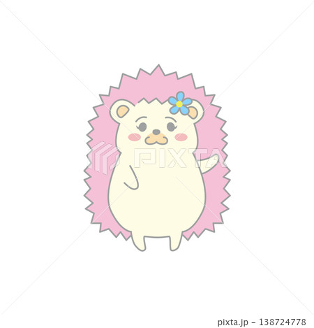 花飾りをつけたハリネズミのイラスト 花飾りをつけたハリネズミのイラスト 138724778