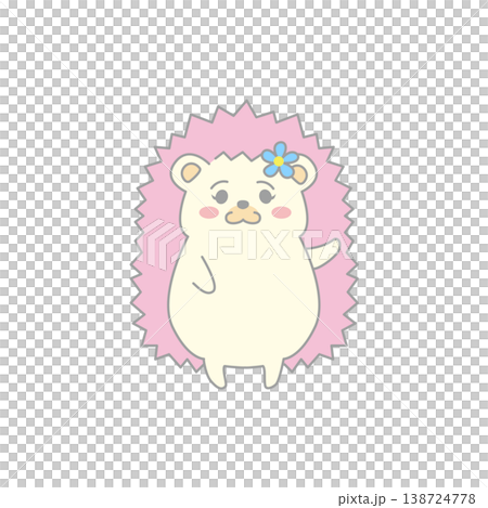 花飾りをつけたハリネズミのイラスト 花飾りをつけたハリネズミのイラスト 138724778