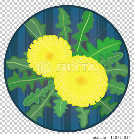 円形背景のついたタンポポのイラスト 138724834
