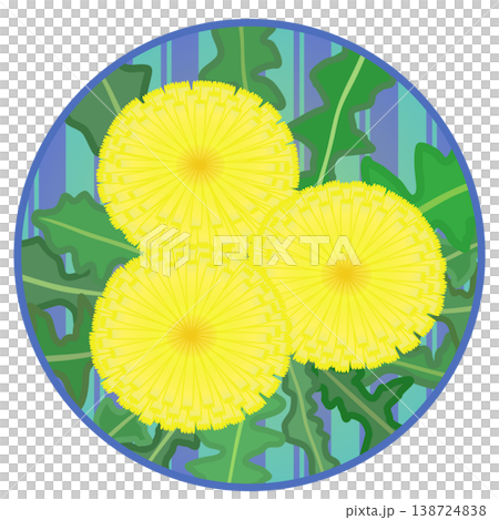円形背景のついたタンポポのイラスト 138724838